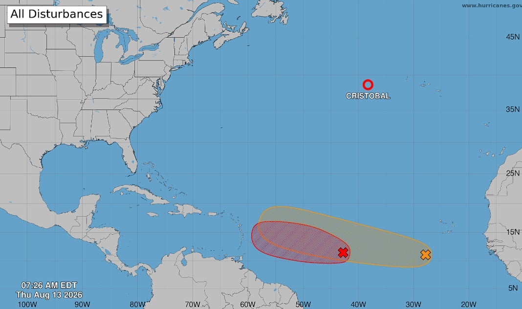 Los dos sistemas y su posible ruta por el Caribe.