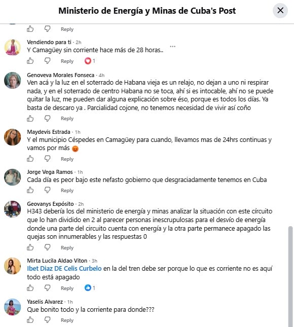 Algunos de los comentarios hechos en el comunicado oficial del MINEM