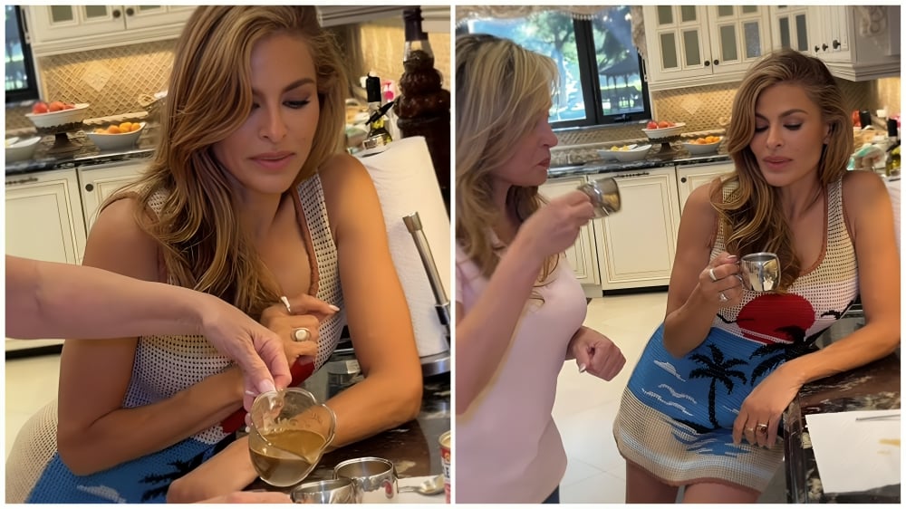 Eva Mendes causa revuelo con una expresión muy cubana mientras prepara café