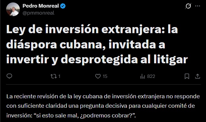 Opinión del economista cubano.