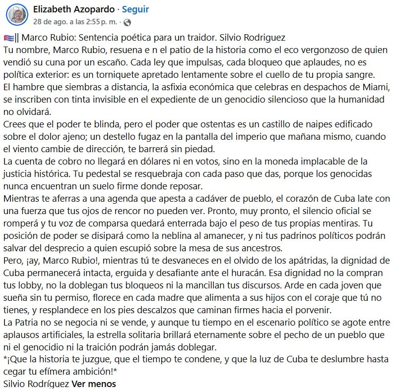 Carta falsa atribuida a Silvio Rodríguez