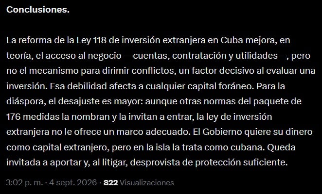 Conclusión a la que llegó el experto.