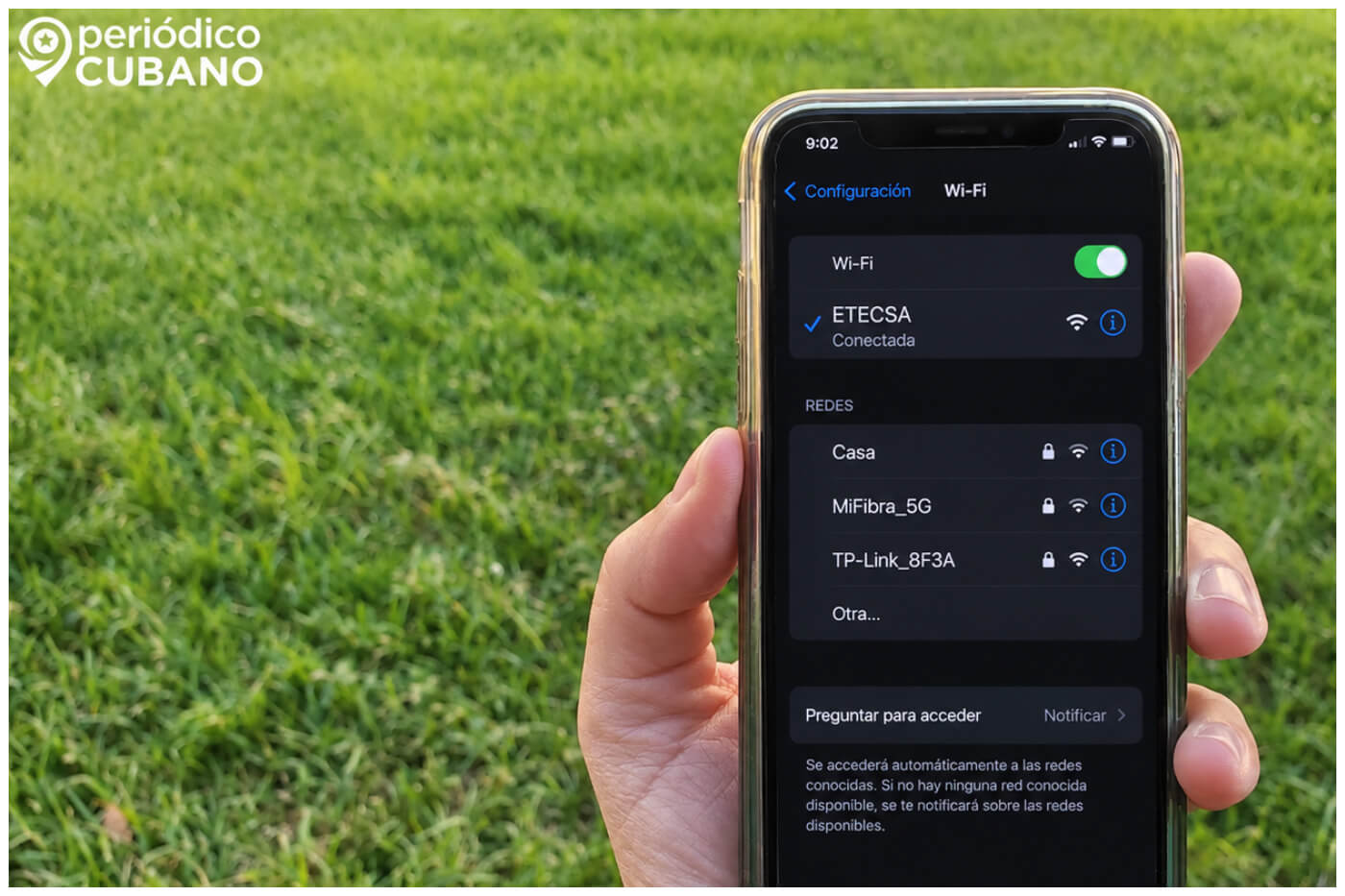 Celular conectado a una red wifi internet de ETECSA