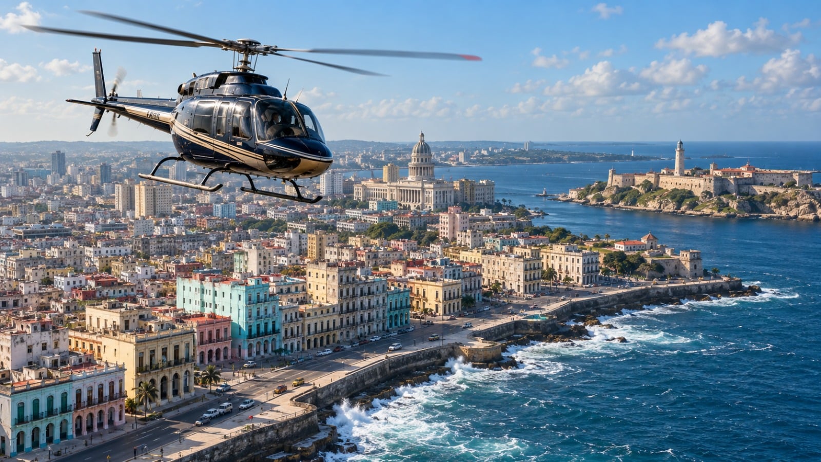 La Habana desde un helicóptero: la propuesta turística que choca con la realidad de los apagones en Cuba