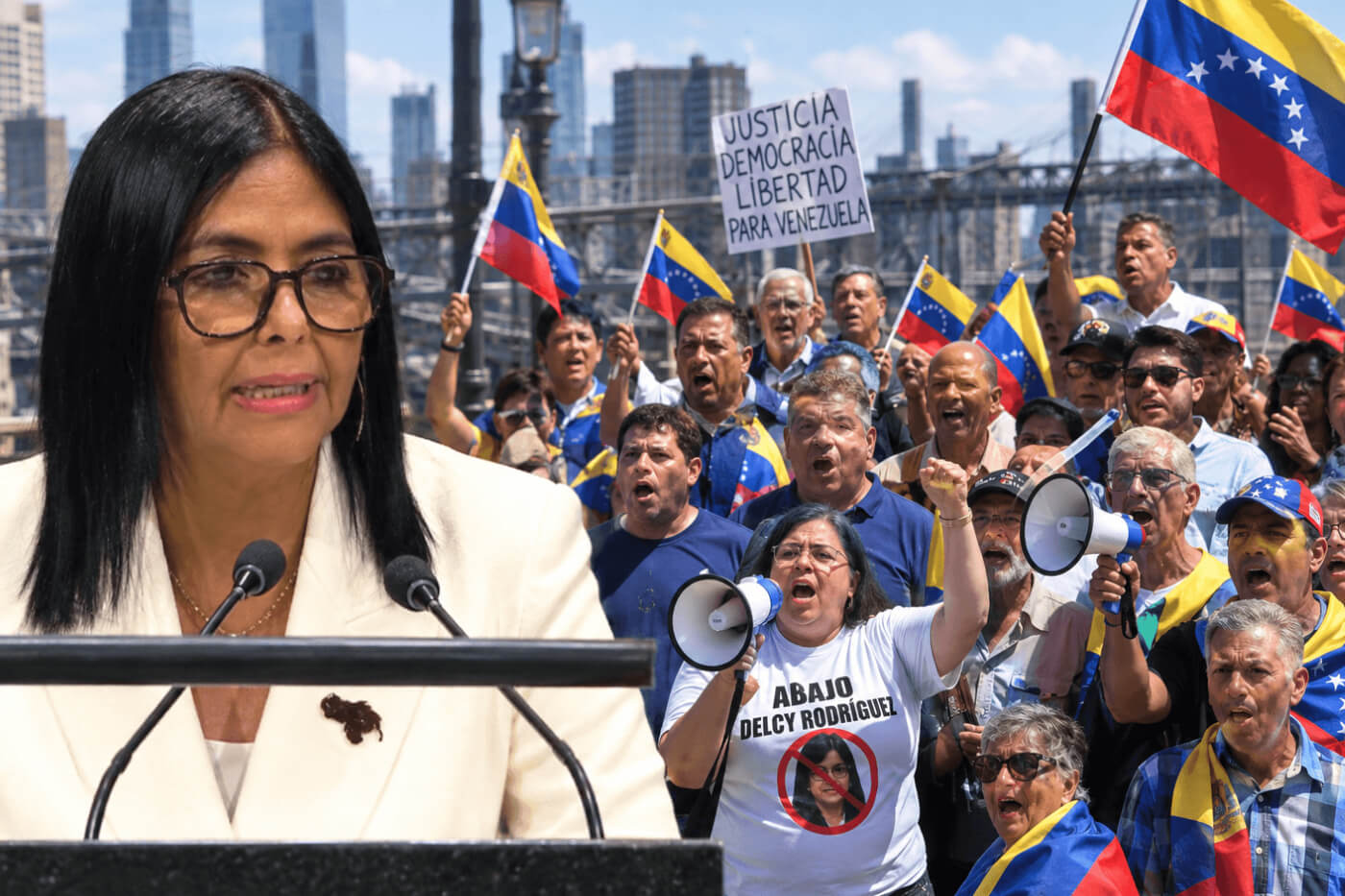 Venezolanos en Venezuela y el exilio protestan contra Delcy