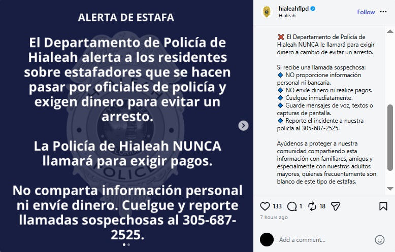 Publicación de la policía.