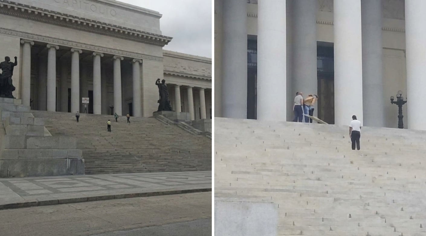 Cubano detenido por protestar en la entrada del Capitolio de La Habana con un cartel 2