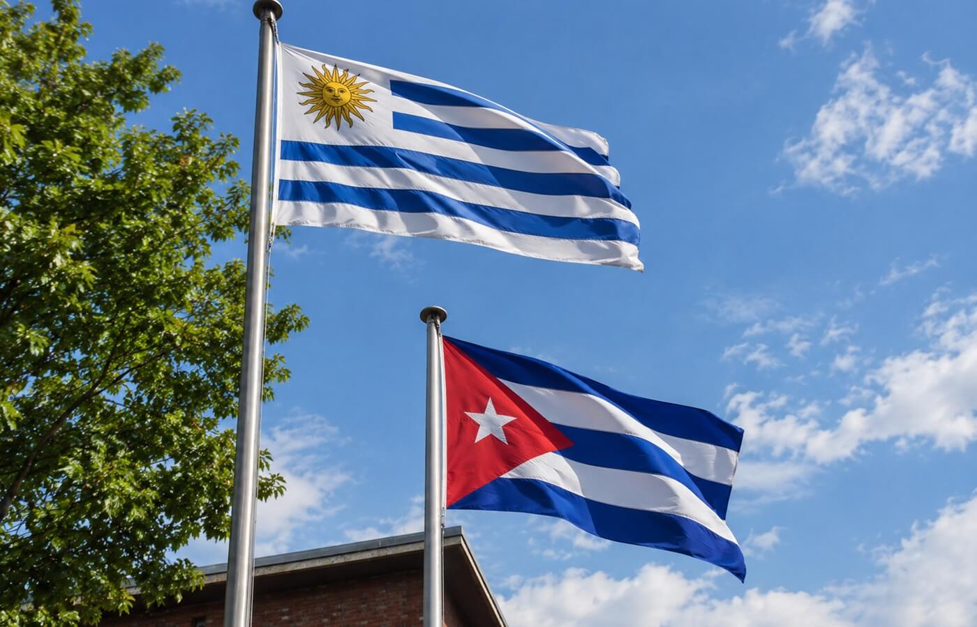 Imagen de referencias banderas cubana y de Uruguay