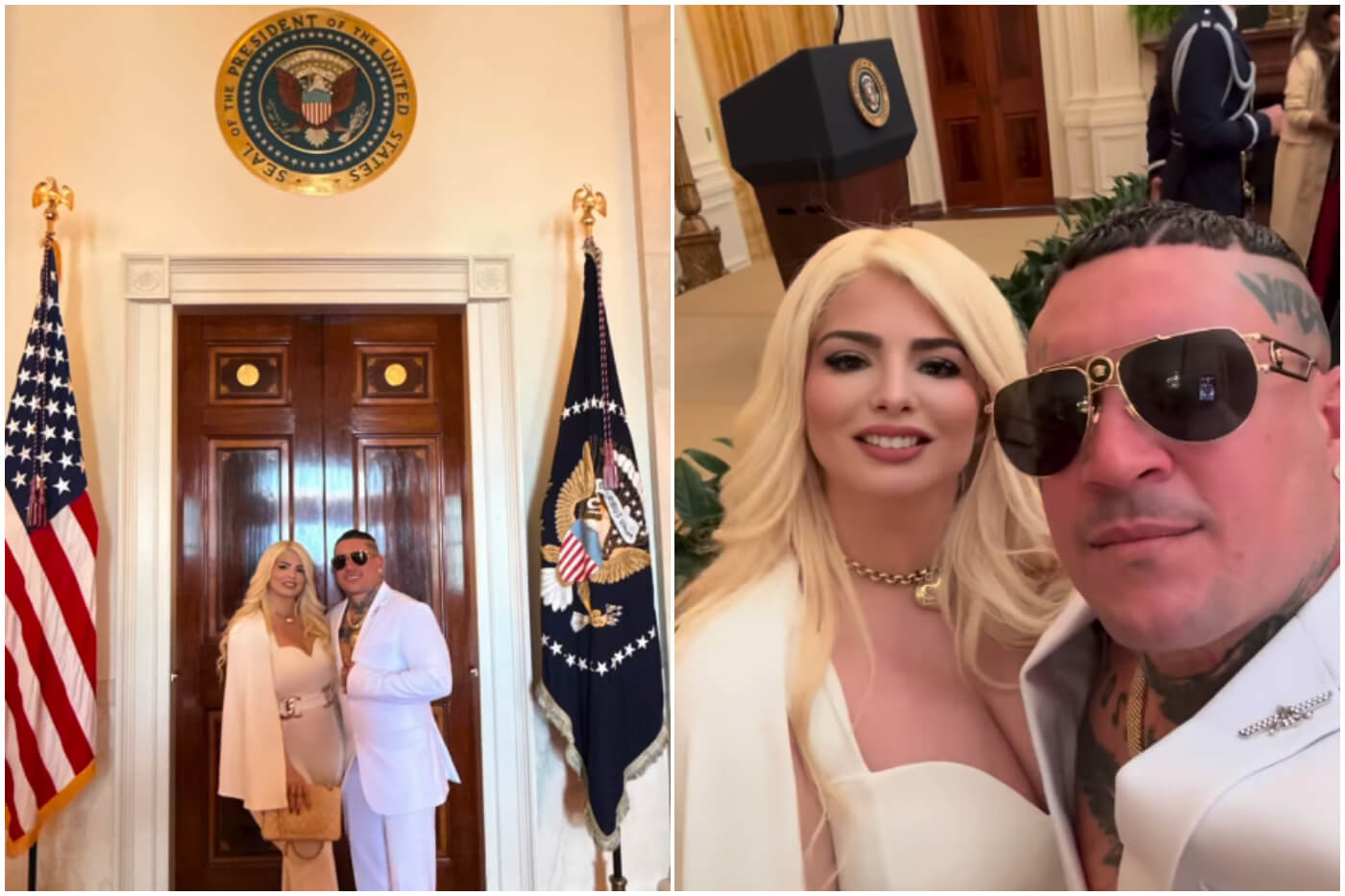 Osmani García y su esposa Laura en la Casa Blanca
